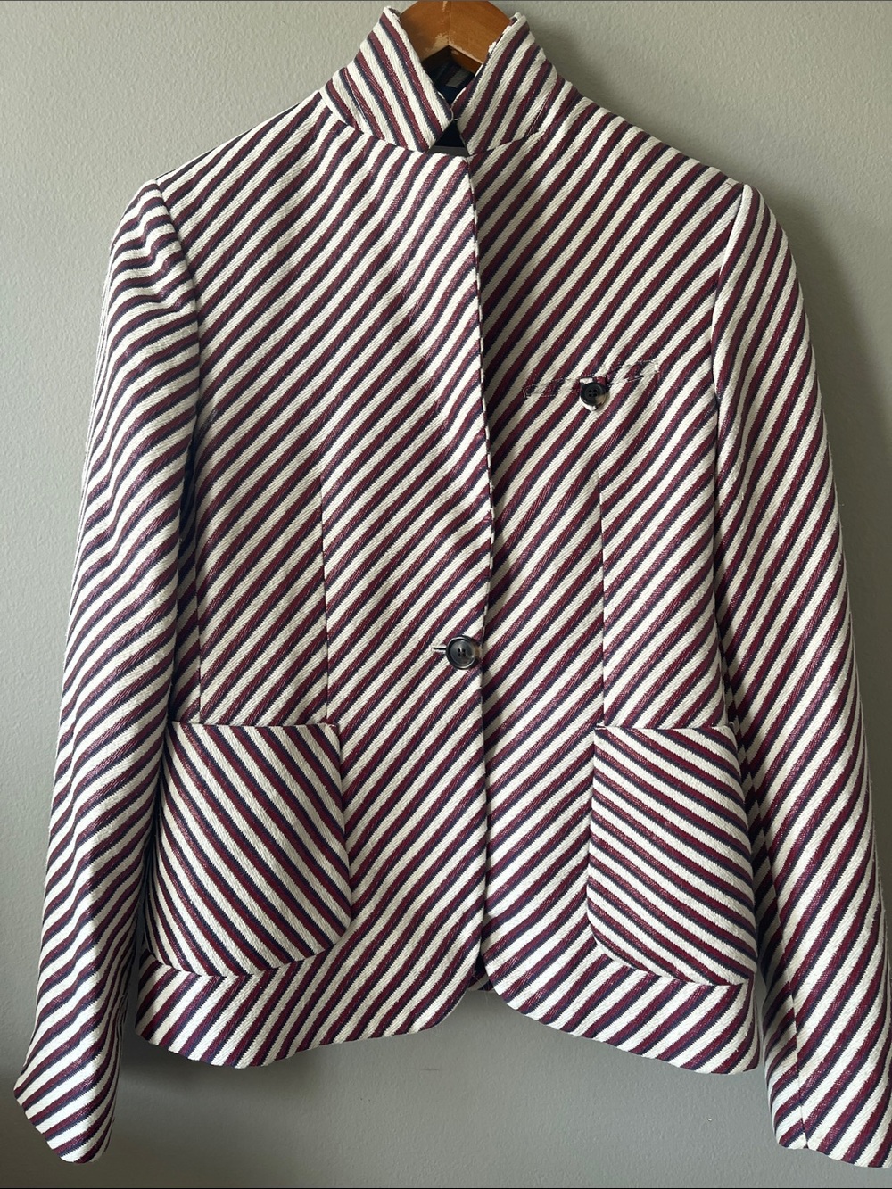 Mauro Grifoni tailored Burgundy and White Striped Blazer vintage